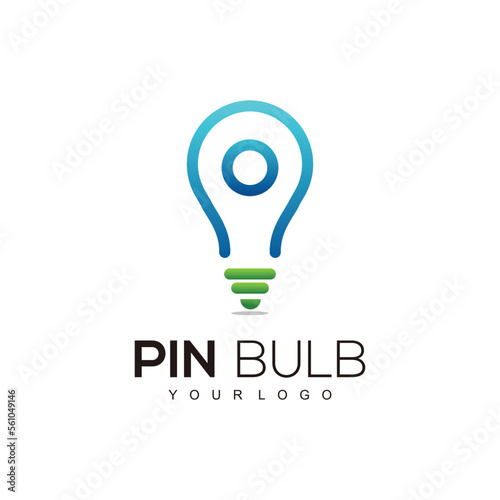 Pin bulb colorful logo design template modern