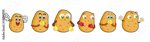 vector cartoon potato potato mascot, smile, happy, cute. vector illustration.