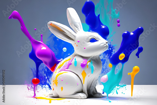 Obraz na płótnie blob art water color paint glob art background Generative AI w salonie