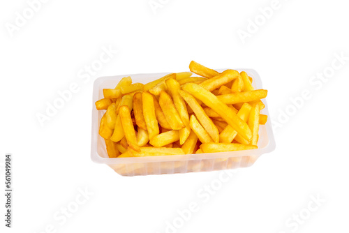 barquette de frites en gros plan
