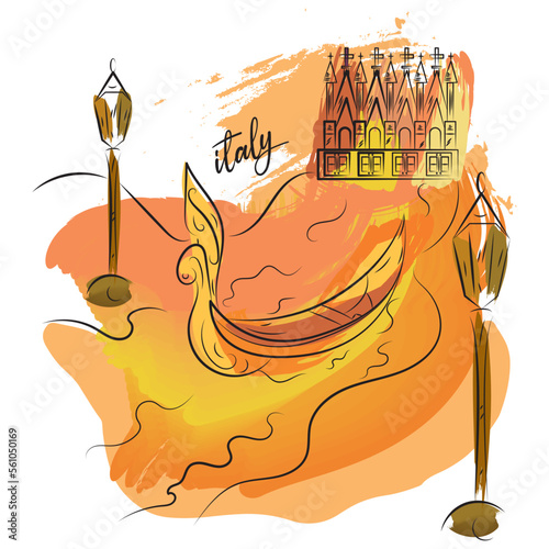 Watercolor sketch of Venice landmark Italy Vector