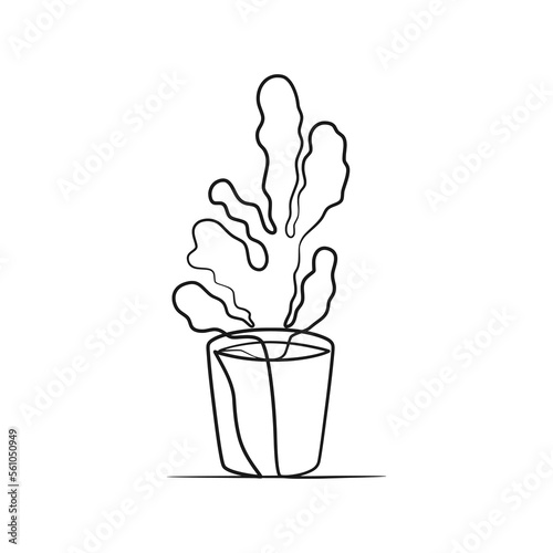 Cactus continuous one line art drawing