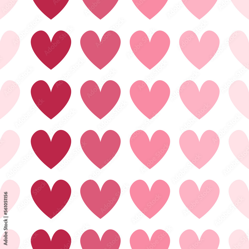 Seamless pattern with pink hearts. Backround for valentines day. Flat style.