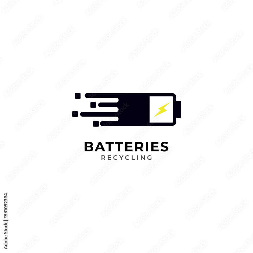 Power Battery Logo Design. Battery power and lightning bolt logo vector