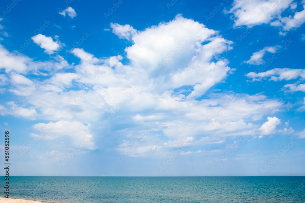 A blue sky white clouds on nature summer weather background