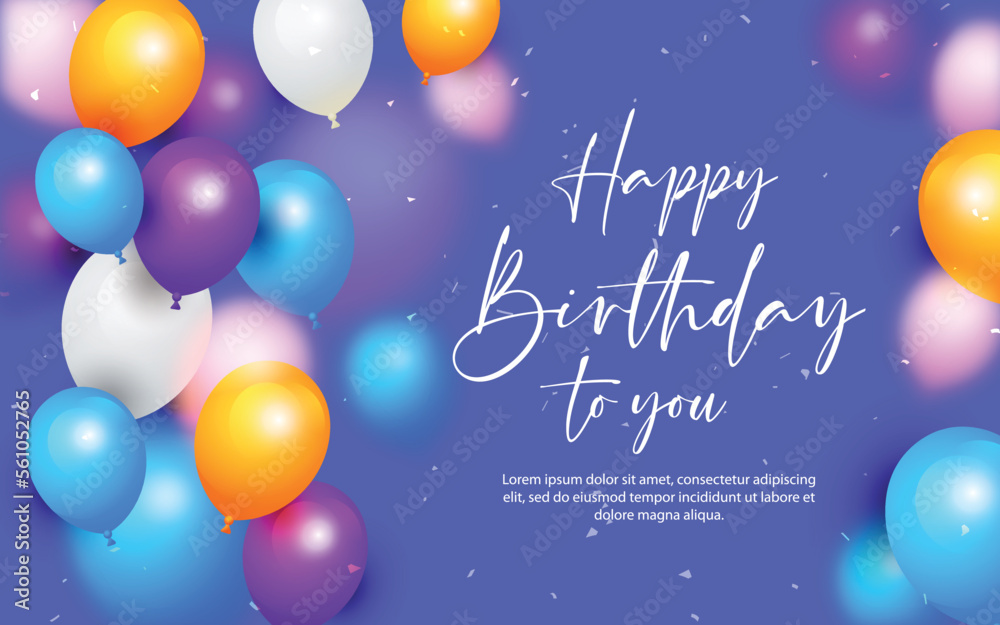 Happy birthday background with balloon and confetti Happy birthday background with balloon and confetti