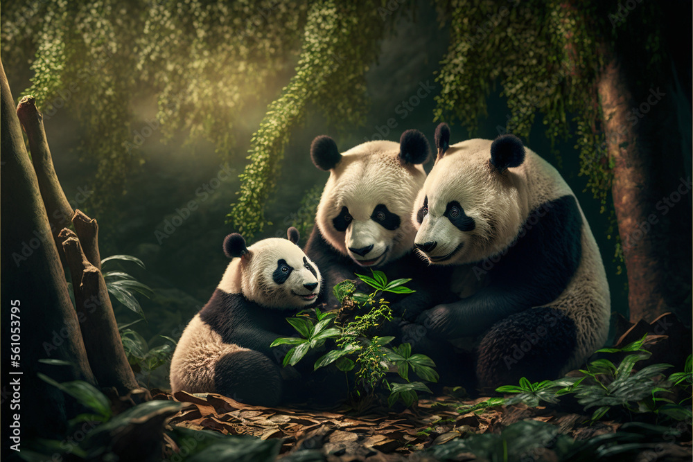 Happy Panda Family - Generated by Generative AI