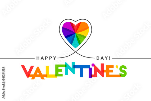 Valentine's day and heart made of rainbow colors as LGBTQ+ community concept! Gay, lesbian, bisexual, trangender love symbol.  photo