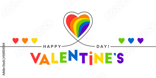 Heart, rainbow flag colors, LGBT and Valentine's day concept! Gay, lesbian, bisexual, trangender love symbol. Banner design, vector illustration isolated on white background.