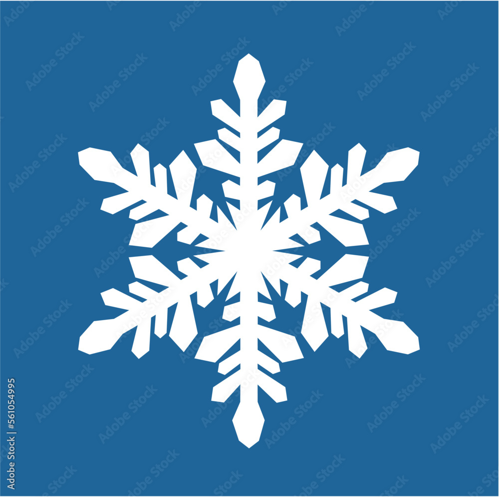 Blue hexagonal snowflake on a white background. A unique author's snowflake to decorate the winter holidays. Vector image of a Christmas symbol.