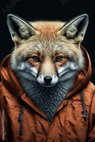 Fox wearing fashion urban streetwear..Generative AI