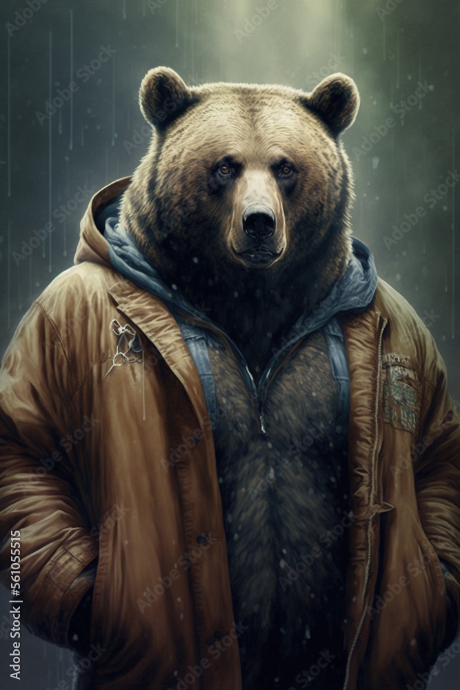 Φωτογραφία Grizzly wearing fashion urban streetwear..Generative AI