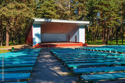 Open air theater in the city park Horishni plavni city, Ukraine photo