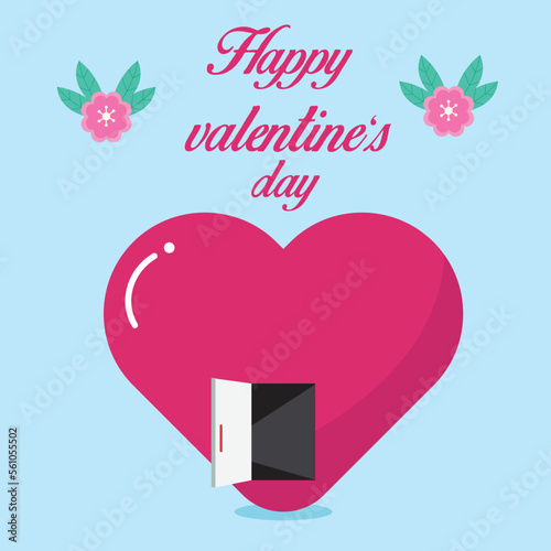 Valentine's Day Vector Illustration Postcard With Beautiful Heart Shaped Elements