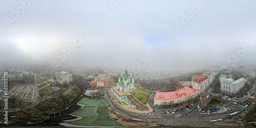 St. Andrew's Church In Kyiv, Ukraine, the Temple of God will save you from war in 360-degree flight
