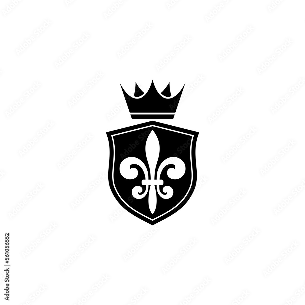 Obraz premium Coat of arms with fleur de lis heraldic symbol isolated on white background