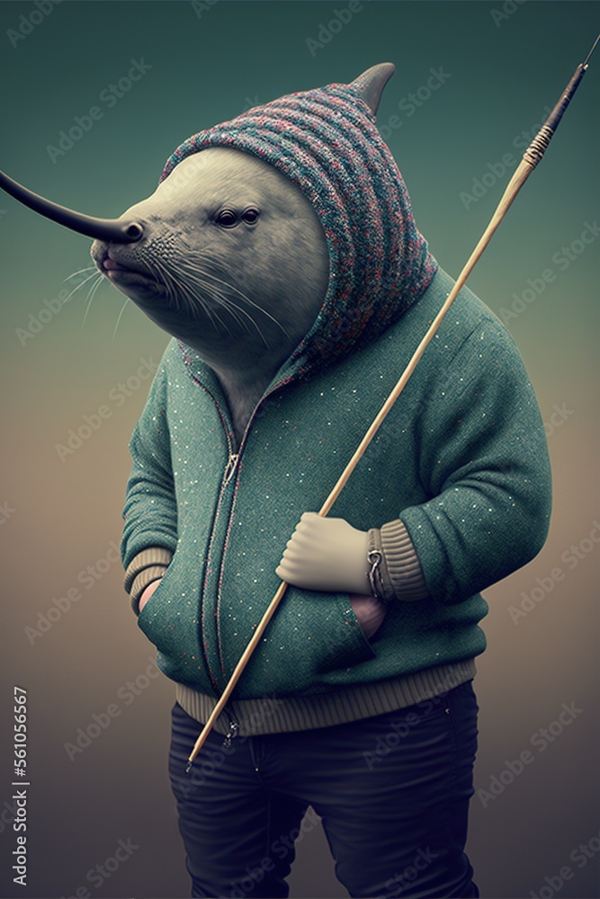 Φωτογραφία Narwhal wearing fashion urban streetwear..Generative AI