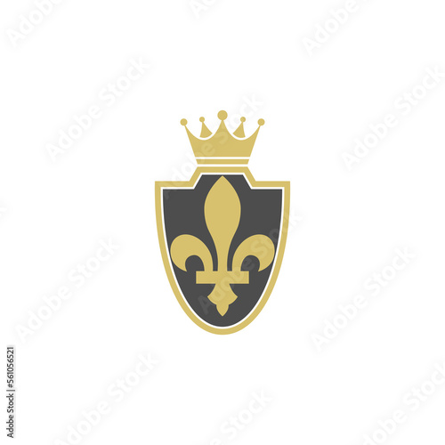 Coat of arms with fleur de lis heraldic symbol isolated on white background