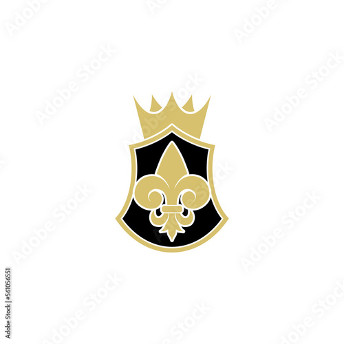 Coat of arms with fleur de lis heraldic symbol isolated on white background