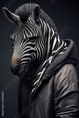 Zebra wearing fashion urban streetwear..Generative AI