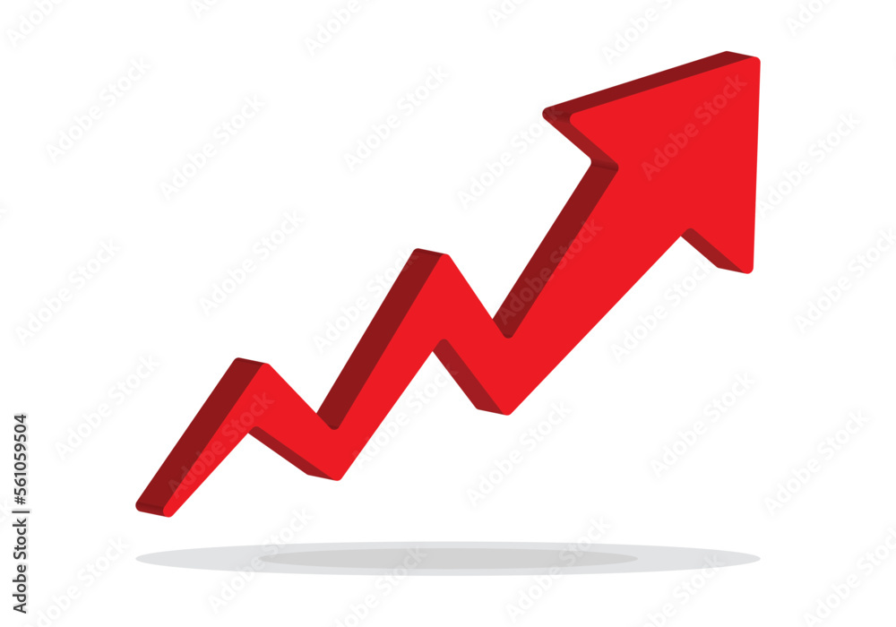 Growing business 3d arrow on white, Profit red arrow, Vector illustration.Business concept, growing chart. Concept of sales symbol icon with arrow moving up. Economic Arrow With Growing Trend.
Growing business 3d arrow on white, Profit red arrow, Vector illustration.Business concept, growing chart. Concept of sales symbol icon with arrow moving up. Economic Arrow With Growing Trend.