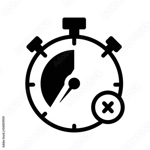 Stopwatch icon illustration with cross. suitable for time cancel icon. Simple vector design editable