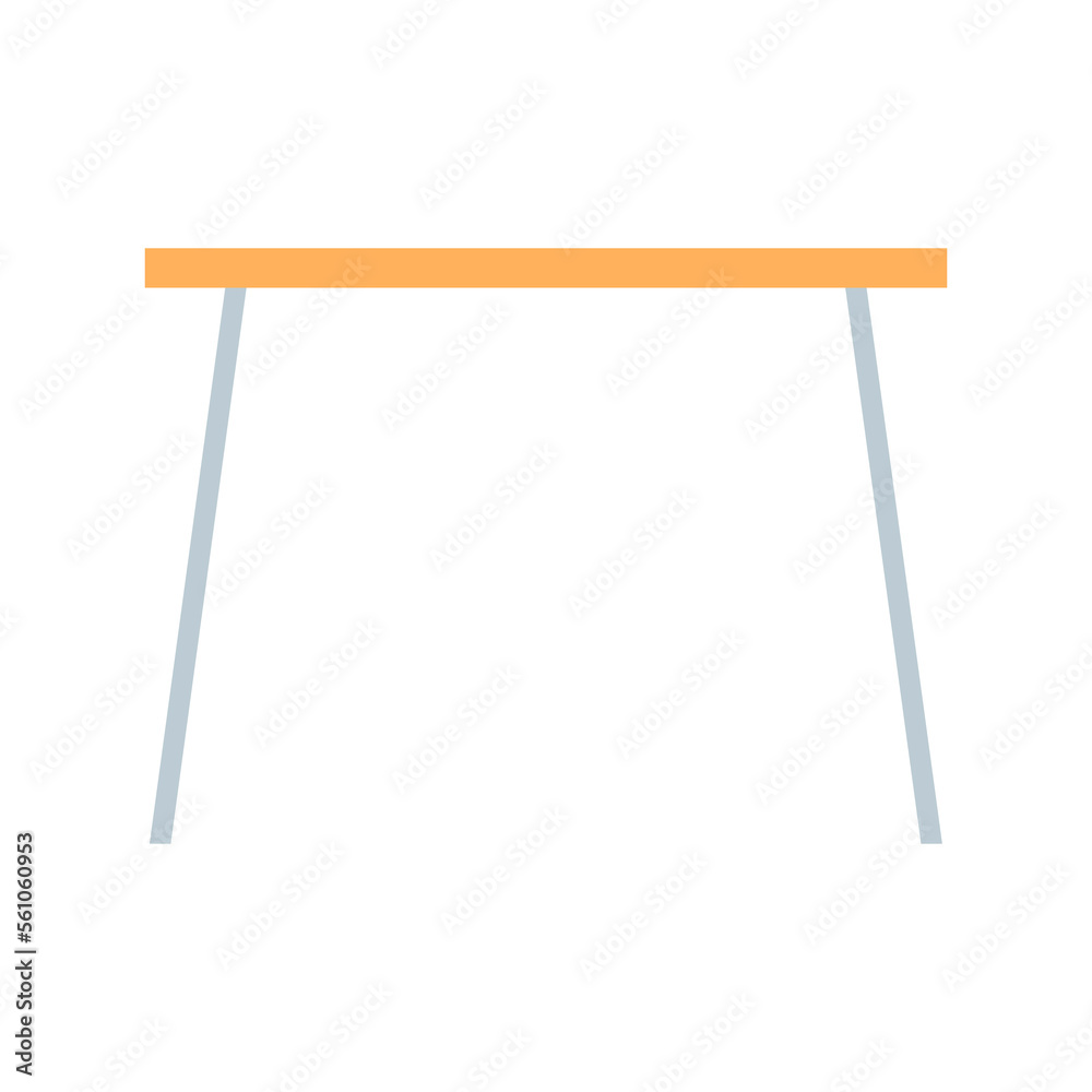 Table flat icon. Office wooden furniture with metal legs. Vector illustration isolated on white. Table flat icon. Office wooden furniture with metal legs. Vector illustration isolated on white.