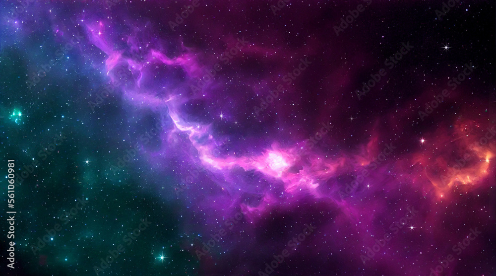 Night sky with Nebula and stars. Space background.Generative AI.