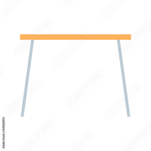 Table flat icon. Office wooden furniture with metal legs. Vector illustration isolated on white.