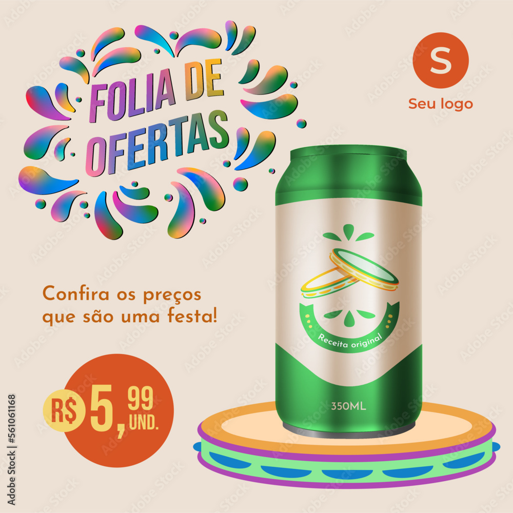 Cartão de folia de ofertas para carnaval 