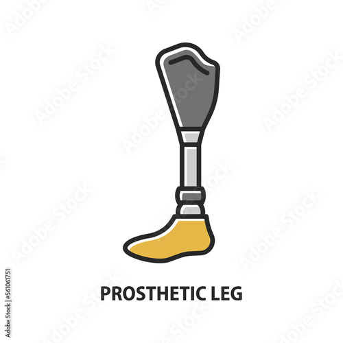 Prosthetic leg color icon. Modern exoskeleton vector sign. Limb prosthetics symbol.