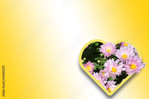 On a gradient yellow-white background, a heart with soft pink flowers inside. Easy and joyful!