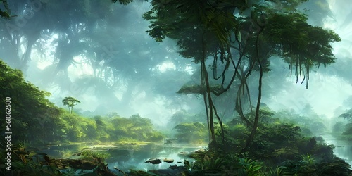 jungle with trees mist scene © Rizwan