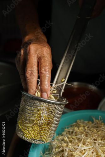 cooking noodle thai street food