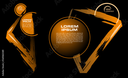 Set of gold luxury vector colorful brush stroke web banner on black background