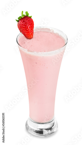 Fresh sweet smoothie with strawberry in a glass
