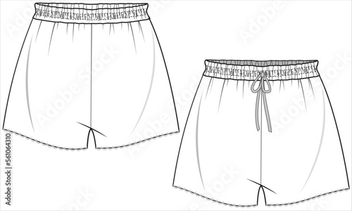 HIGHWAIST BOYSHORTS NIGHTWEAR SHORTS FRONT AND BACK IN VECTOR FILE