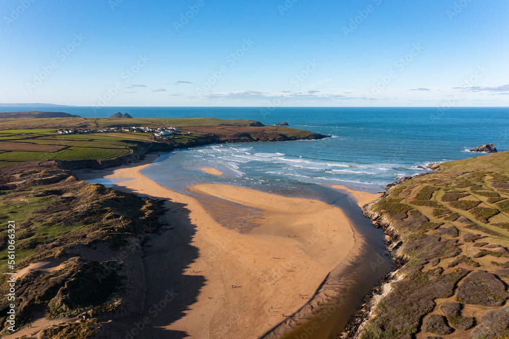 Newquay, Cornwall from the air in January 2023.