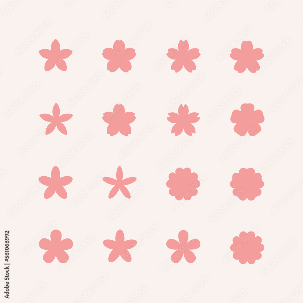 Sakura flower design element. Set of 16 geometric shape for label. Modern linear design emblem. Modern abstract linear compositions and graphic design elements. Sakura flower design element. Set of 16 geometric shape for label. Modern linear design emblem. Modern abstract linear compositions and graphic design elements.