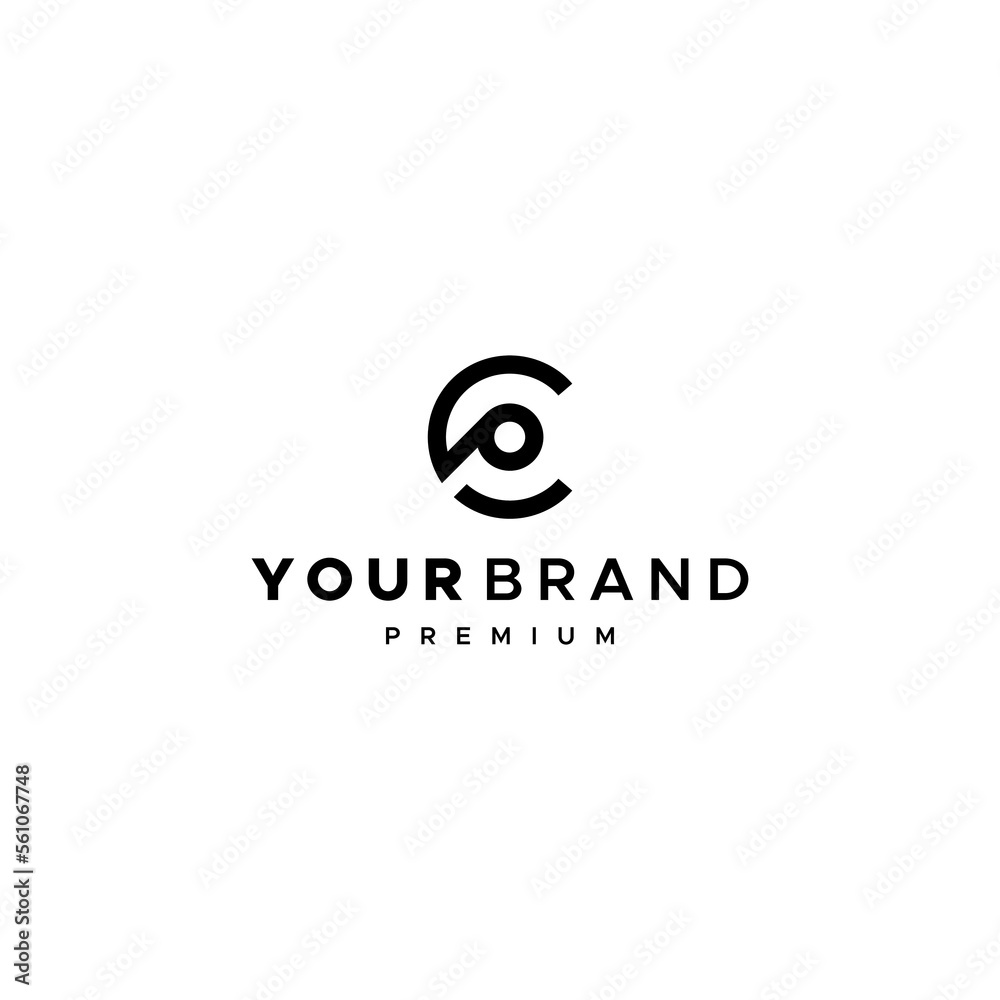 Letters C and P stylish linear minimalist logo design
