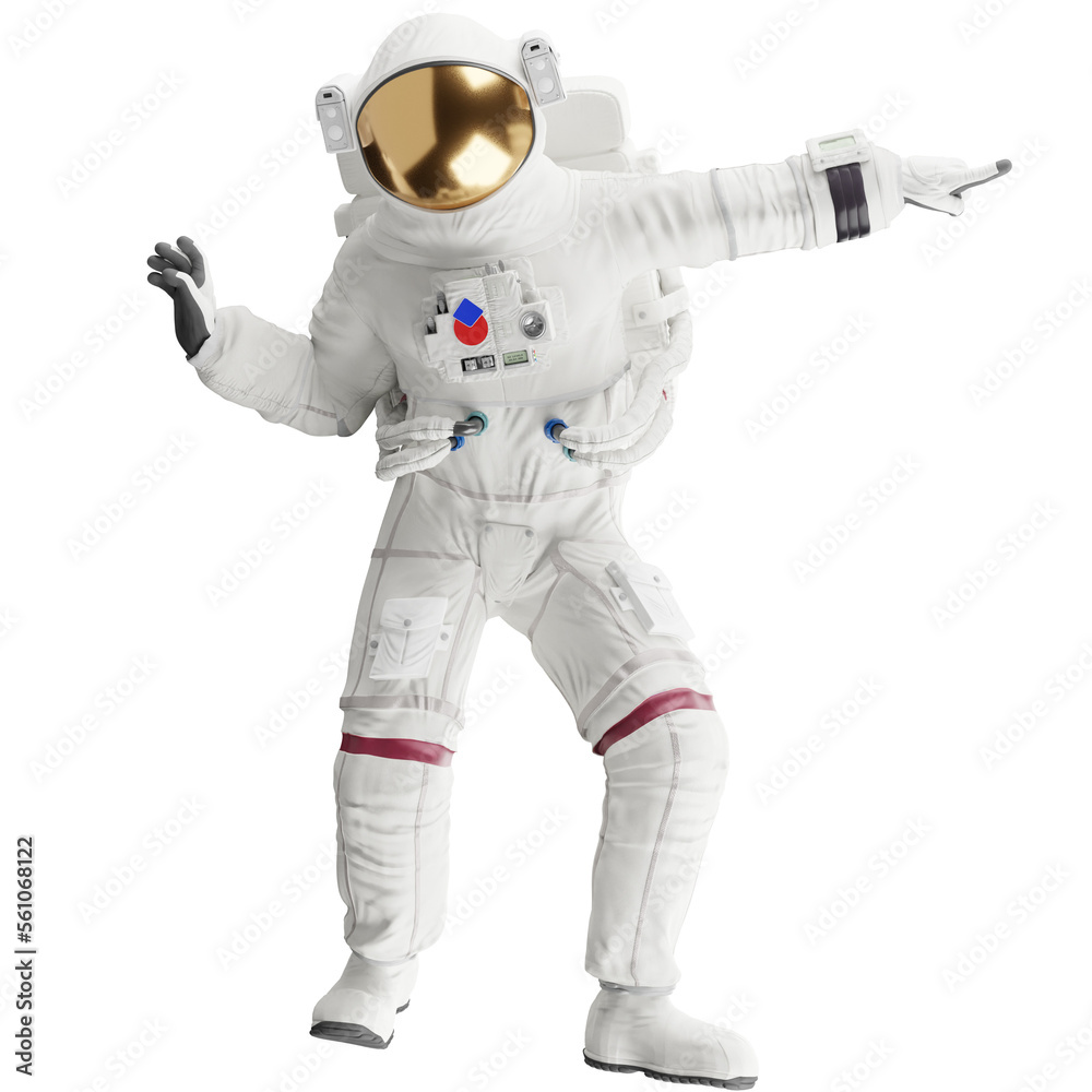 astronaut posing like space parson in-universe 3d render with transparent background	