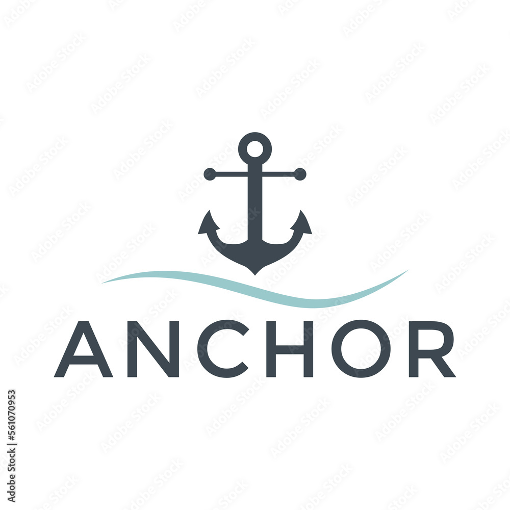 Anchor Wave Boat Ship Marine Navy Nautical Simple Modern logo design template Anchor Wave Boat Ship Marine Navy Nautical Simple Modern logo design template