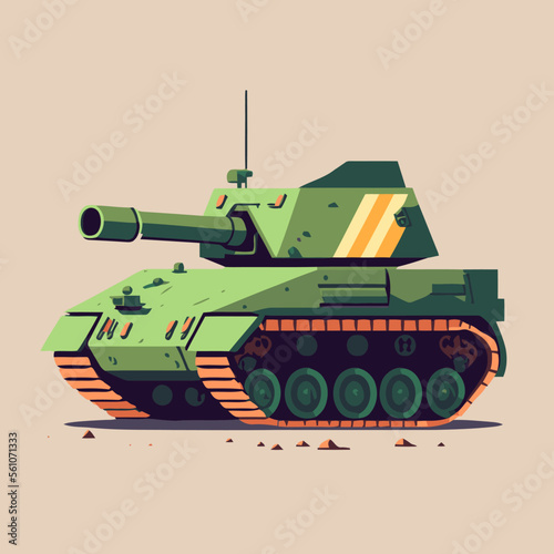 large tank military army vector cartoon color icon vector flat color illustration