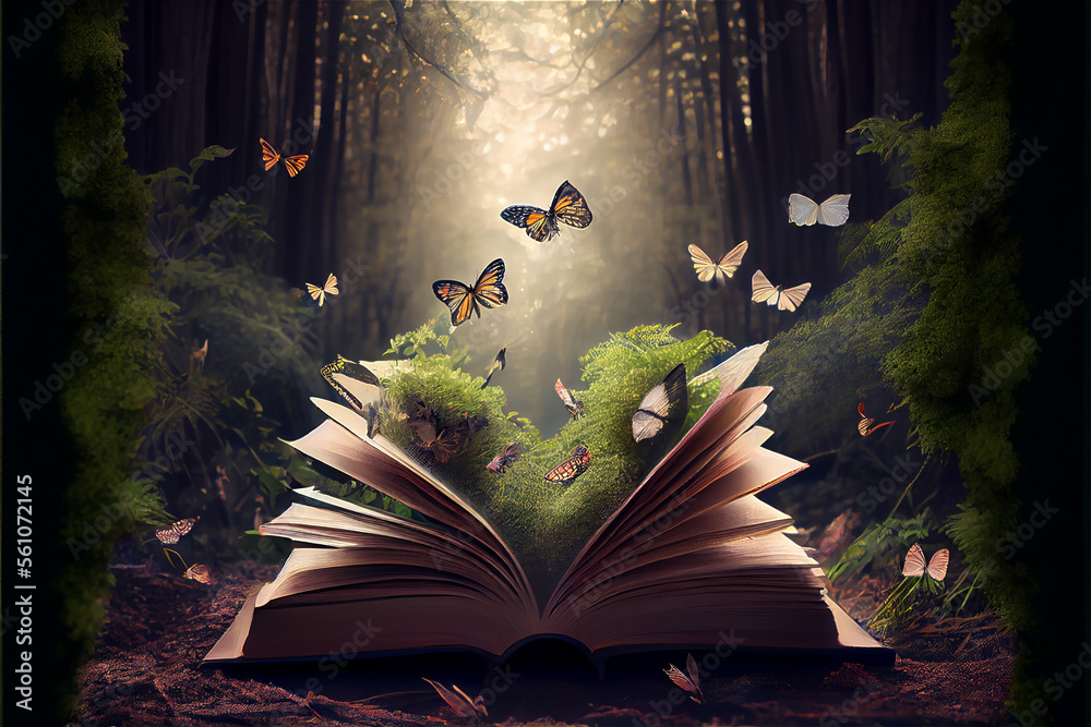 An open book with butterflies coming out of it ideal for fantasy and ...