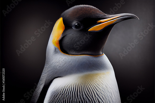 Penguin portrait focused on the head  generative AI