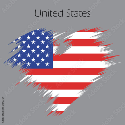 grunge American flag U.S. United States Heart Shape Flag Grunge Distress Vintage Style USA Love heart month or happy day in United States. Travel hollyday  romantic, wedding vacantion banner 