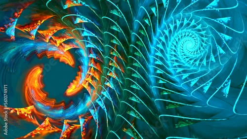 Fractal background with abstract roll dance shapes. High detailed loop