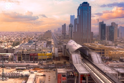 2248638227Riyadh, Saudi Arabia, KSA - February 10, 2020 north of Riyadh city view with a new buildings and metro railway station being constructed