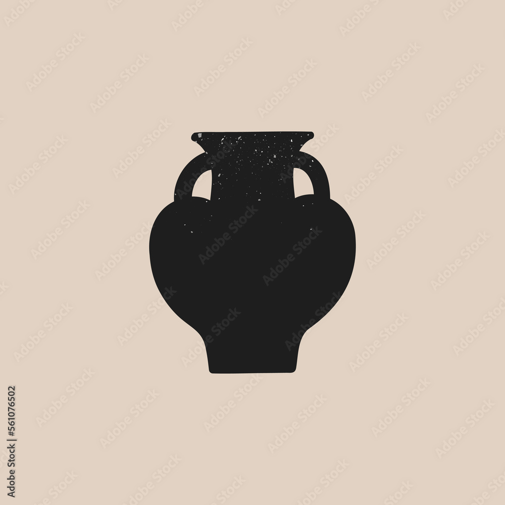 Ceramic vases. Pot pottery vase silhouette. Vector elegant greek jar set