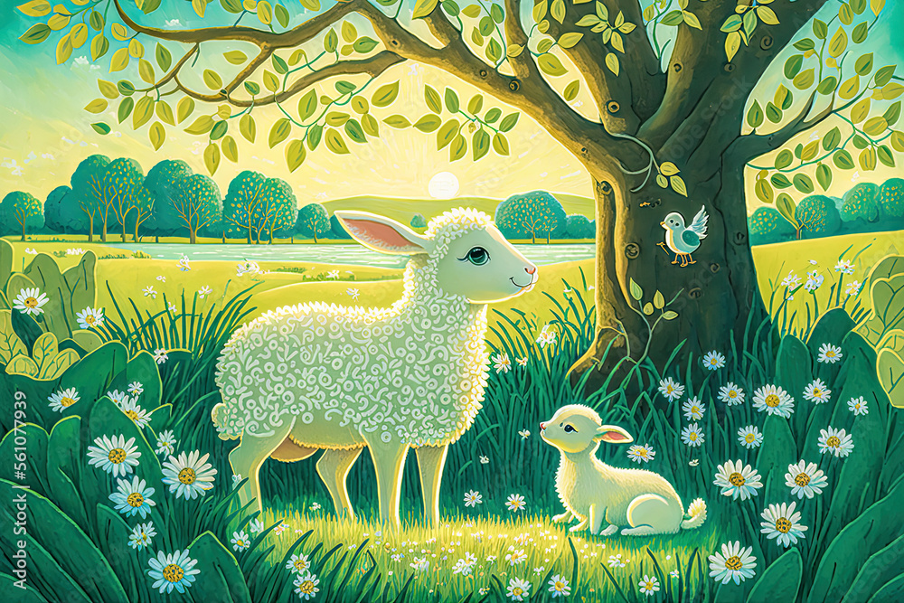 Ostern Osterlamm Osterfest Kindermalerei Zeichnung Kinderbuch Cover